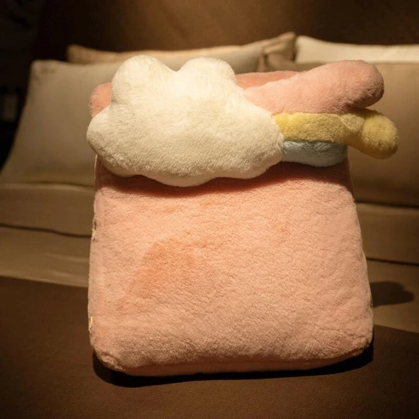 Üçgen Peluş Yastık - Mavi Roket - 45x20x42cm - Resim 4