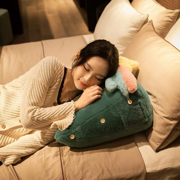 Üçgen Peluş Yastık - Mavi Roket - 45x20x42cm - Resim 8