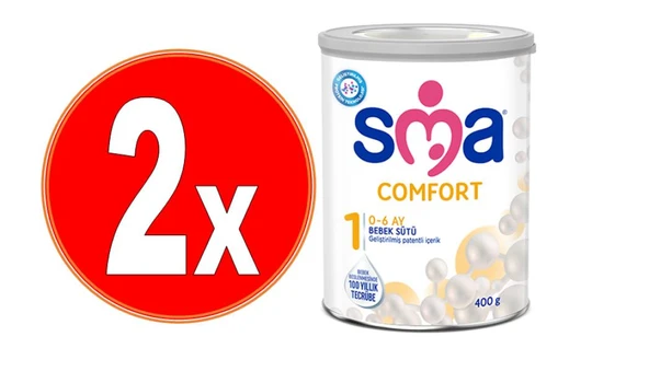 SMA Comfort 1 Bebek Devam Sütü 400gr - 0-6 Ay Bebek Maması 2 Adet