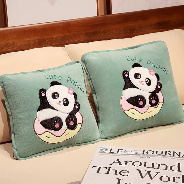 Bambu Desenli Panda Klima Yorgan Yastık - 45x45cm/1.5x2m - 6