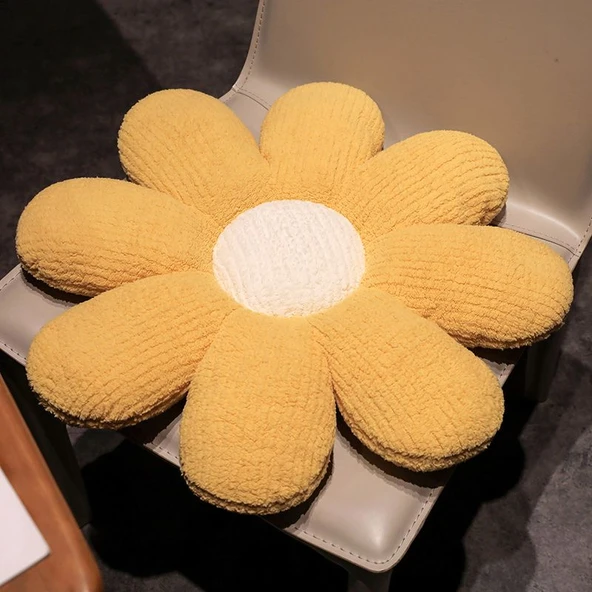 Kadife Yaprak Minder - Sarı - 60cm