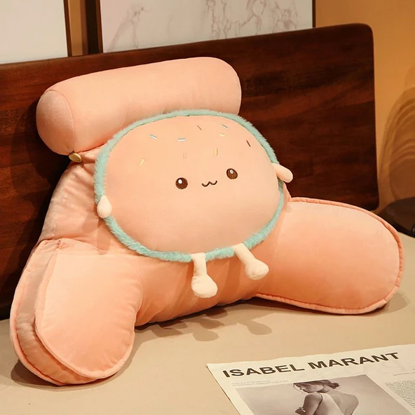 Yiyecek Temalı Peluş Bel Destek Yastığı - Makaron 60x30cm