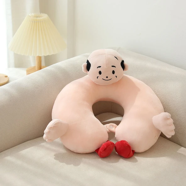 Kel Kafa U Şeklinde Peluş Yastık - 32x26cm