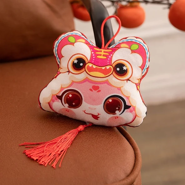 Yılan Yılı Baskılı Peluş Anahtarlık - Pembe 10cm