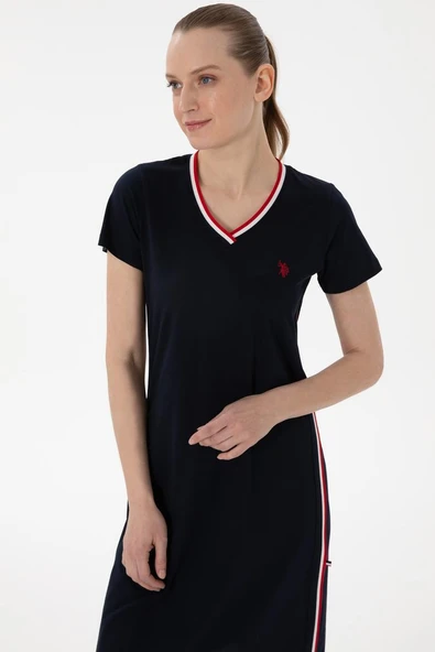 U.S. Polo Assn. 20007 Kadın V Yaka Kısa Kollu Günlük Gecelik - 11