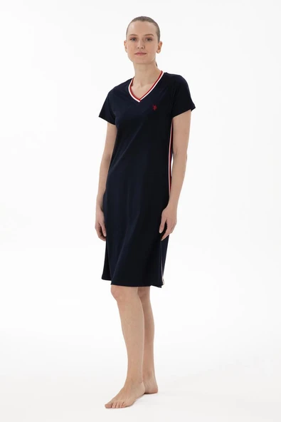 U.S. Polo Assn. 20007 Kadın V Yaka Kısa Kollu Günlük Gecelik - 12