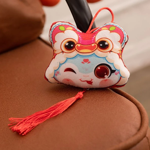 Yılan Yılı Baskılı Peluş Anahtarlık - Mavi 10cm