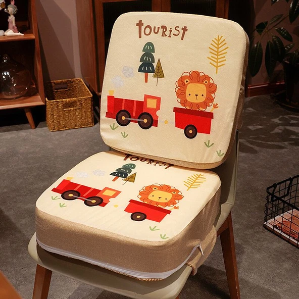 Çocuk Minderi - Desenli Rattan - Sünger Dolgulu - Zürafa - 40x40x5cm - 6
