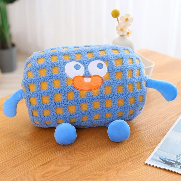 Canavar El Isıtıcılı Peluş Yastık - Mavi Canavar - 34x20cm