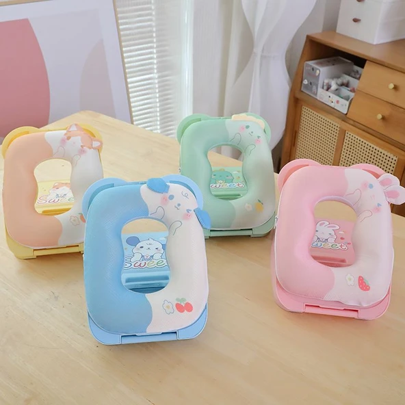 Çizgi Film Desenli Taşınabilir Uyku Yastığı - Pembe Tavşan Desenli Uyku Yastığı 26*19.5*4cm - 10