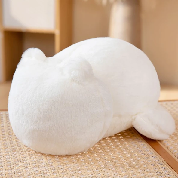 Yüzsüz Kedi Peluş Yastık - Beyaz - Tek Boyut