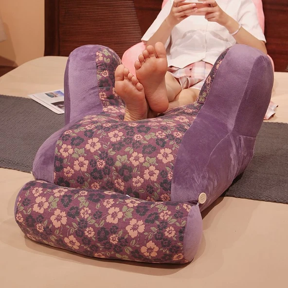 Üç Katmanlı Jakarlı Kumaş Minder Yastık - Mor 65*60cm