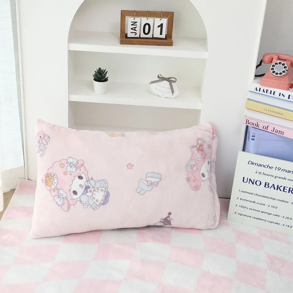 Çizgi Film Battaniye Yastık - Mavi Cinnamoroll - 100*75cm Battaniye - 4