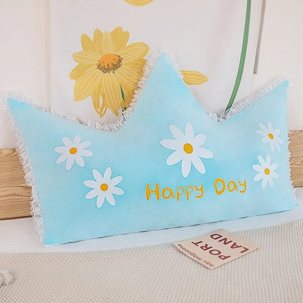 Çift Taraflı Taç Yastık - Açık Pembe Papatya - 85x150cm - Resim 10