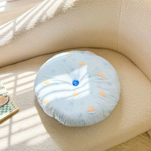 Dopamin Yuvarlak Peluş Yastık 40cm - Bal Kavanozu (Mavi)