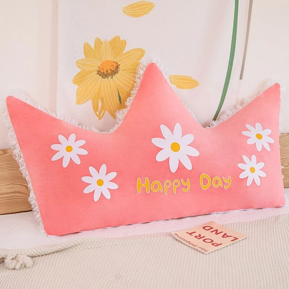 Çift Taraflı Taç Yastık - Açık Pembe Papatya - 85x150cm - Resim 8