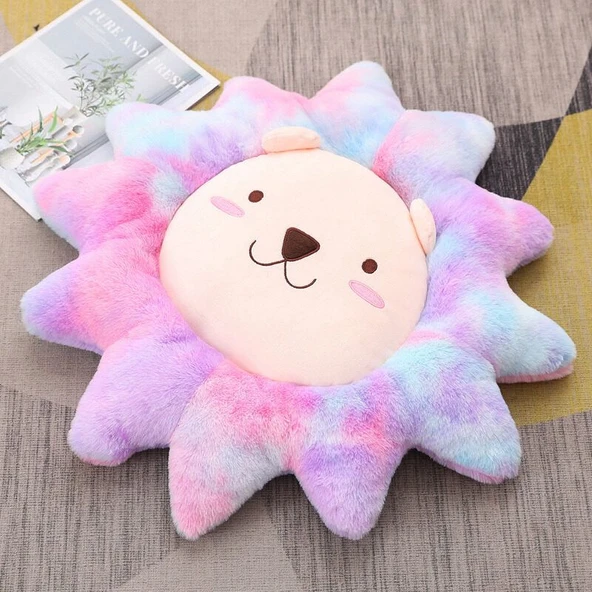 Aslan Figürlü Peluş Minder - Koyu Renk - 80cm