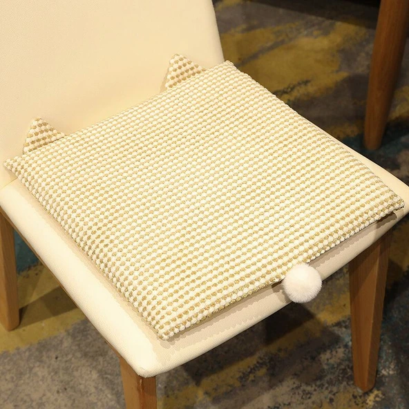 Mantou Peluş Top Kedi Hafızalı Köpük Kare Minder - Haki - 40x40cm