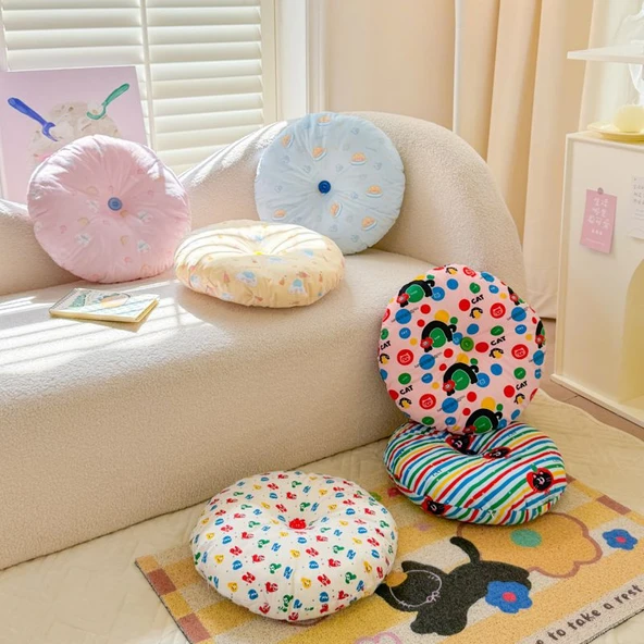 Dopamin Yuvarlak Peluş Yastık 40cm - Bal Kavanozu (Mavi) - 2