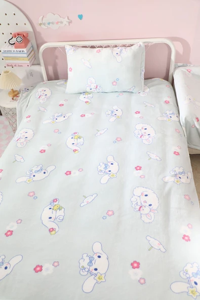 Çizgi Film Battaniye Yastık - Mavi Cinnamoroll - 100*75cm Battaniye