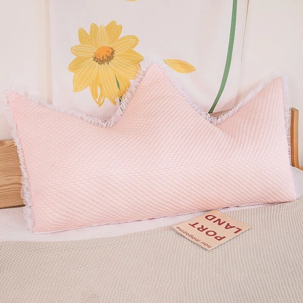 Çift Taraflı Taç Yastık - Açık Pembe Papatya - 85x150cm - Resim 9