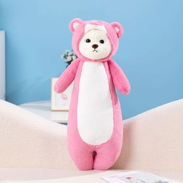 Ayıya Dönüşen Peluş Yastık - Pembe - 70cm