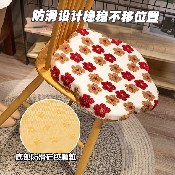 Sevimli Çiçekli Kuzu Yünü Minder - Mavi Çiçekli, 50cm - Resim 5