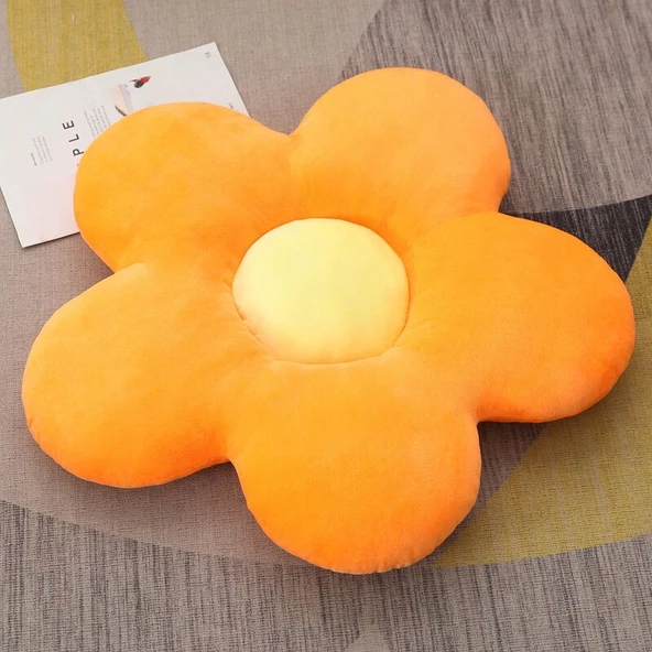 Çiçek Peluş Minder - Turuncu - 45cm