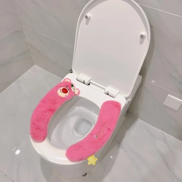 Çilek Ayı Klozet Kapağı - Pembe Dilimli - Tek Boyut - 6