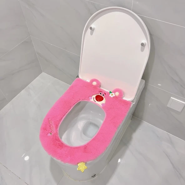 Çilek Ayı Klozet Kapağı - Pembe Dilimli - Tek Boyut - 3