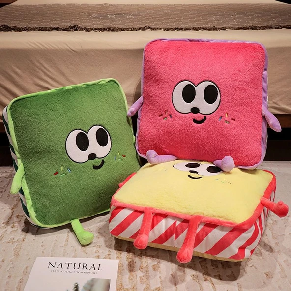 Çizgi Film Tost Peluş Minder - Yeşil 40x40x15cm - 10