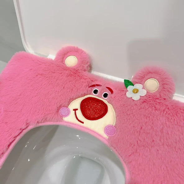Çilek Ayı Klozet Kapağı - Pembe Dilimli - Tek Boyut - 5