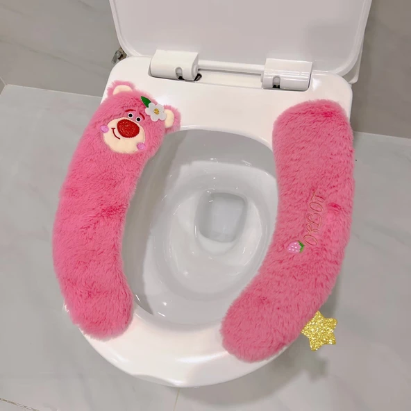 Çilek Ayı Klozet Kapağı - Pembe Dilimli - Tek Boyut - 7
