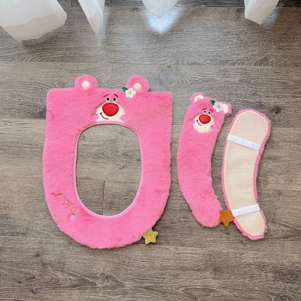 Çilek Ayı Klozet Kapağı - Pembe Dilimli - Tek Boyut - 4