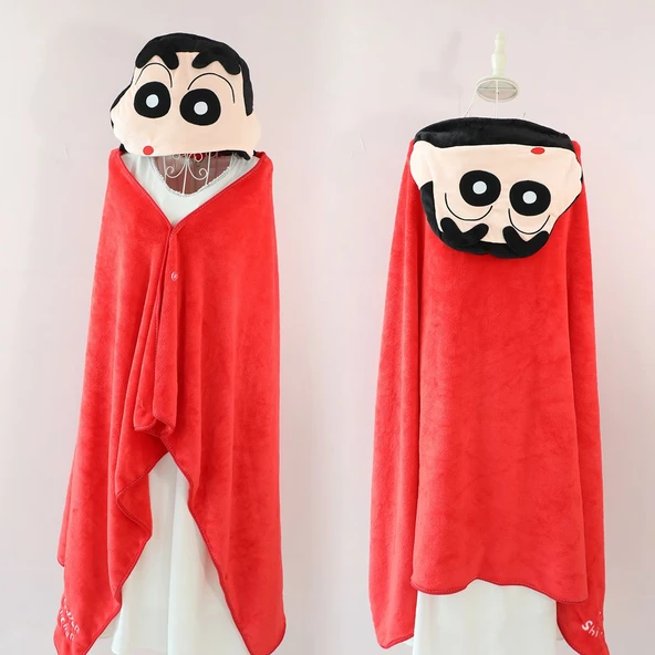 Crayon Shin-chan Peluş Şal Battaniye - Kırmızı - 100x180cm