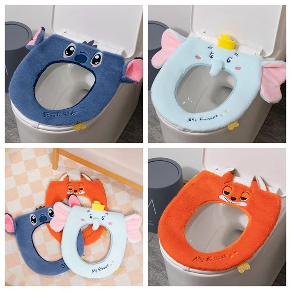 Sevimli Çizgi Film Peluş Klozet Kapağı - Stitch - 3