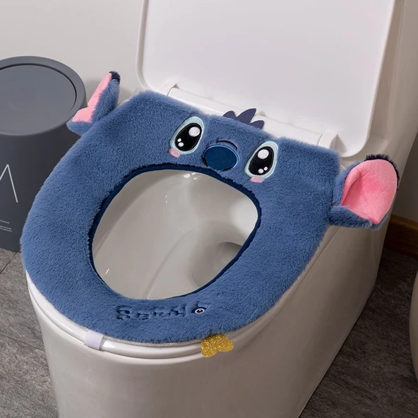 Sevimli Çizgi Film Peluş Klozet Kapağı - Stitch