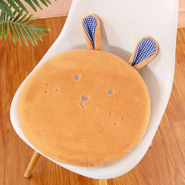 Tavşan Peluş Hafızalı Köpük Koltuk Minderi - Turuncu 40x40cm