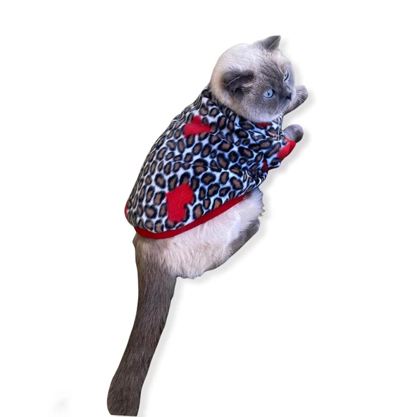 Leopar Hearts Kedi Süeteri Kedi Kıyafeti - 2