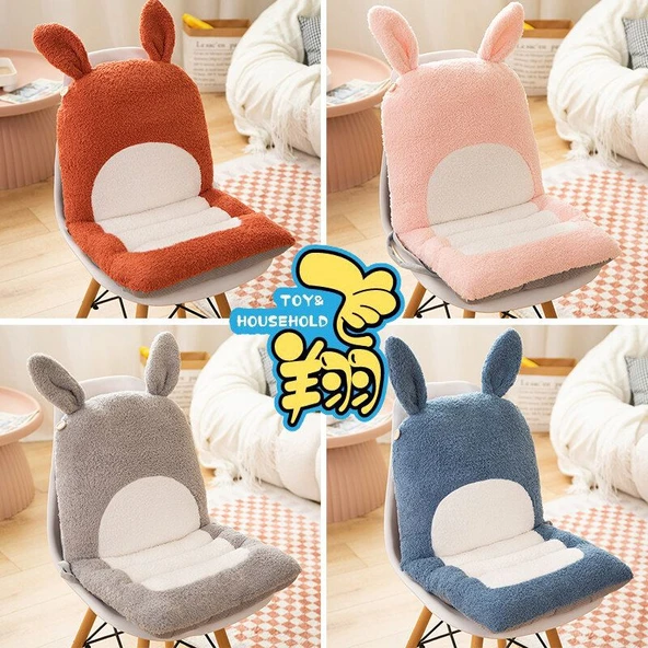Tavşan Peluş Koltuk Minderi - 40x35x40cm - Turuncu (Normal) - 3