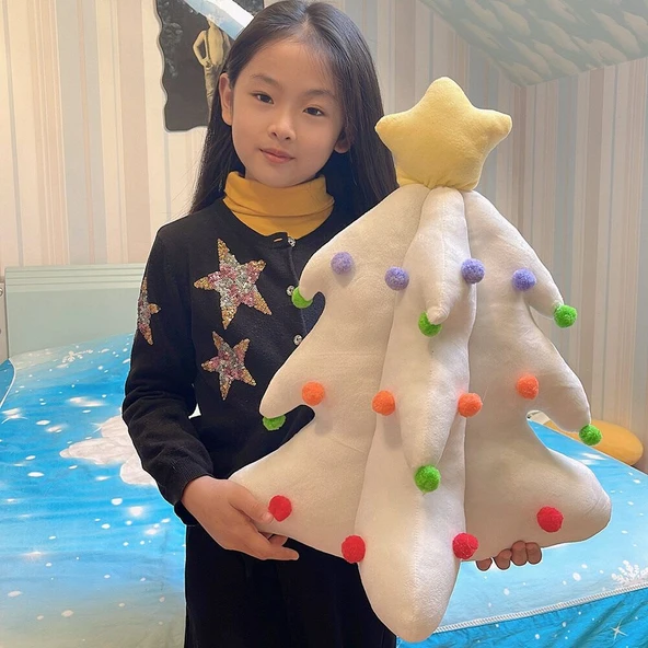 Noel Ağacı Peluş Yastık - Yeşil, 55cm - 4