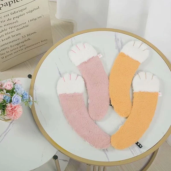 Peluş Klozet Kapak Örtüsü - Sarı Beyaz - 6