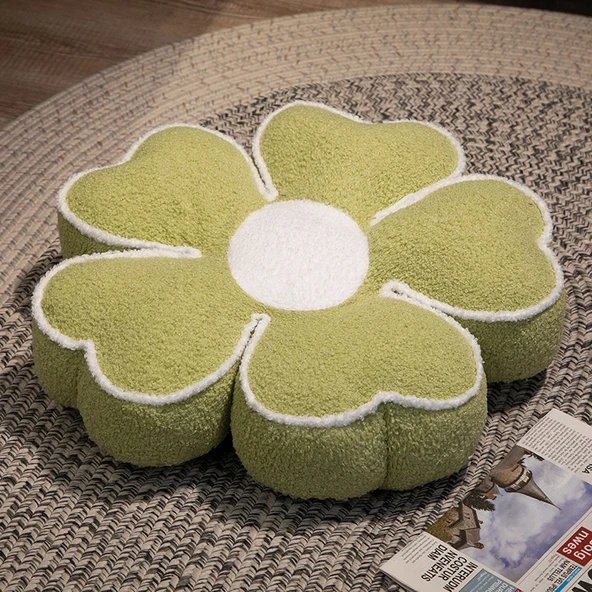 Yonca Çiçeği Peluş Minder - Yeşil Sakura - 50cm