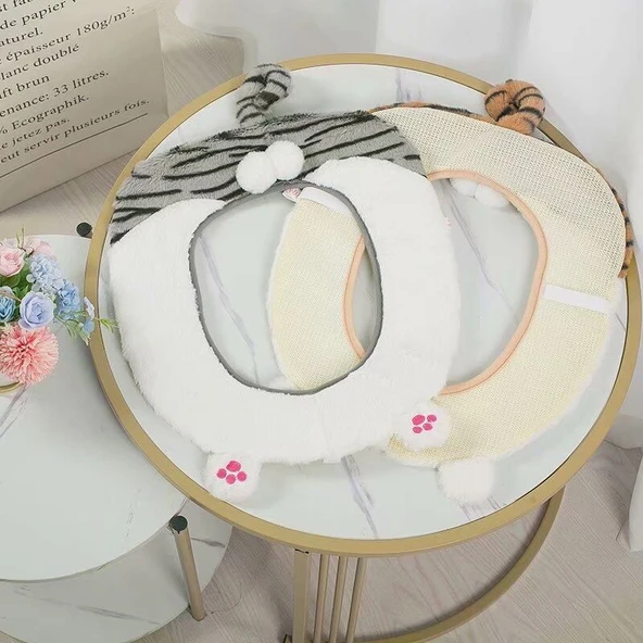 Peluş Klozet Kapak Örtüsü - Sarı Beyaz - 2