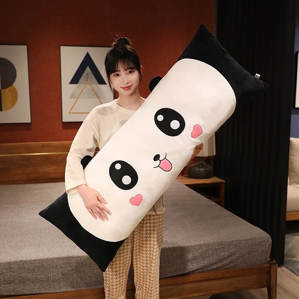 Uzun Peluş Yastık - Siyah Beyaz Panda - 40cm