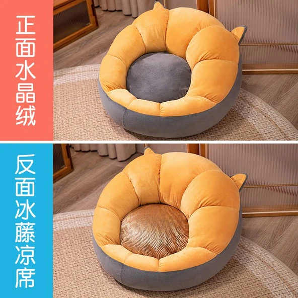 Çift Taraflı Dört Mevsim Minder - Turuncu Kedi 60*55cm