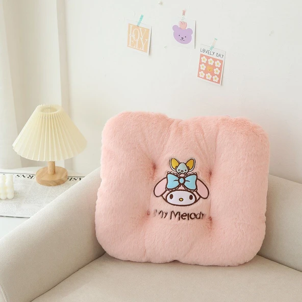 Tavşan Tüyü Koltuk Minderi - Koyu Pembe 45cm