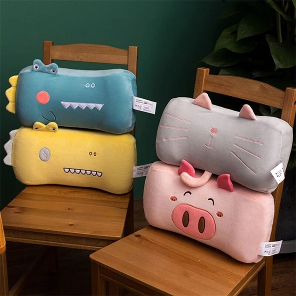 Çizgi Film Desenli Hafızalı Köpük Yastık - Pembe Domuz 42cm x 22cm - 2
