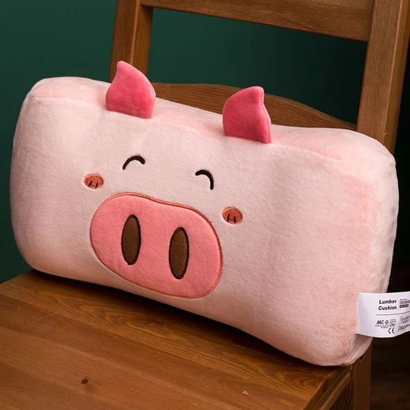 Çizgi Film Desenli Hafızalı Köpük Yastık - Pembe Domuz 42cm x 22cm