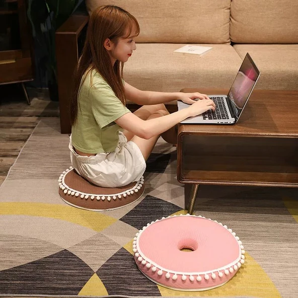 Hafızalı Sünger Donut Minder - Koyu Kahve - 40x8cm - 10
